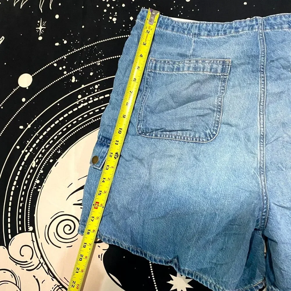 Arizona Cargo Short Women's 19 Blue Cotton Denim Faded Workwear Utility Summer